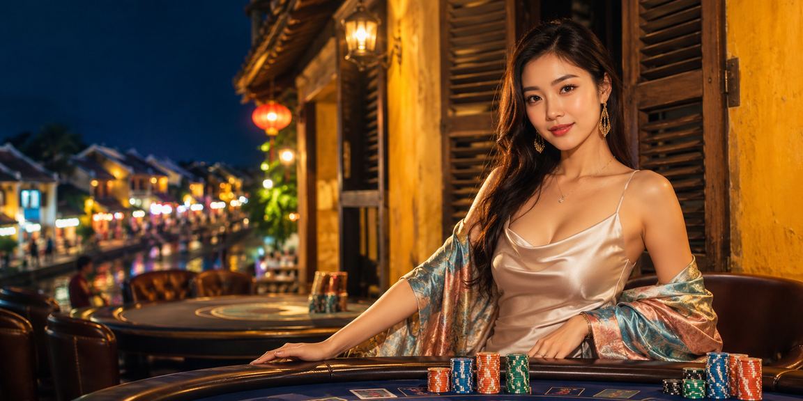 Người chơi trải nghiệm cá cược trực tuyến tại một quán cà phê đẹp ở Hội An, Việt Nam